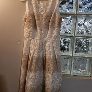 White House Black Market Cream Lace Midi Dress